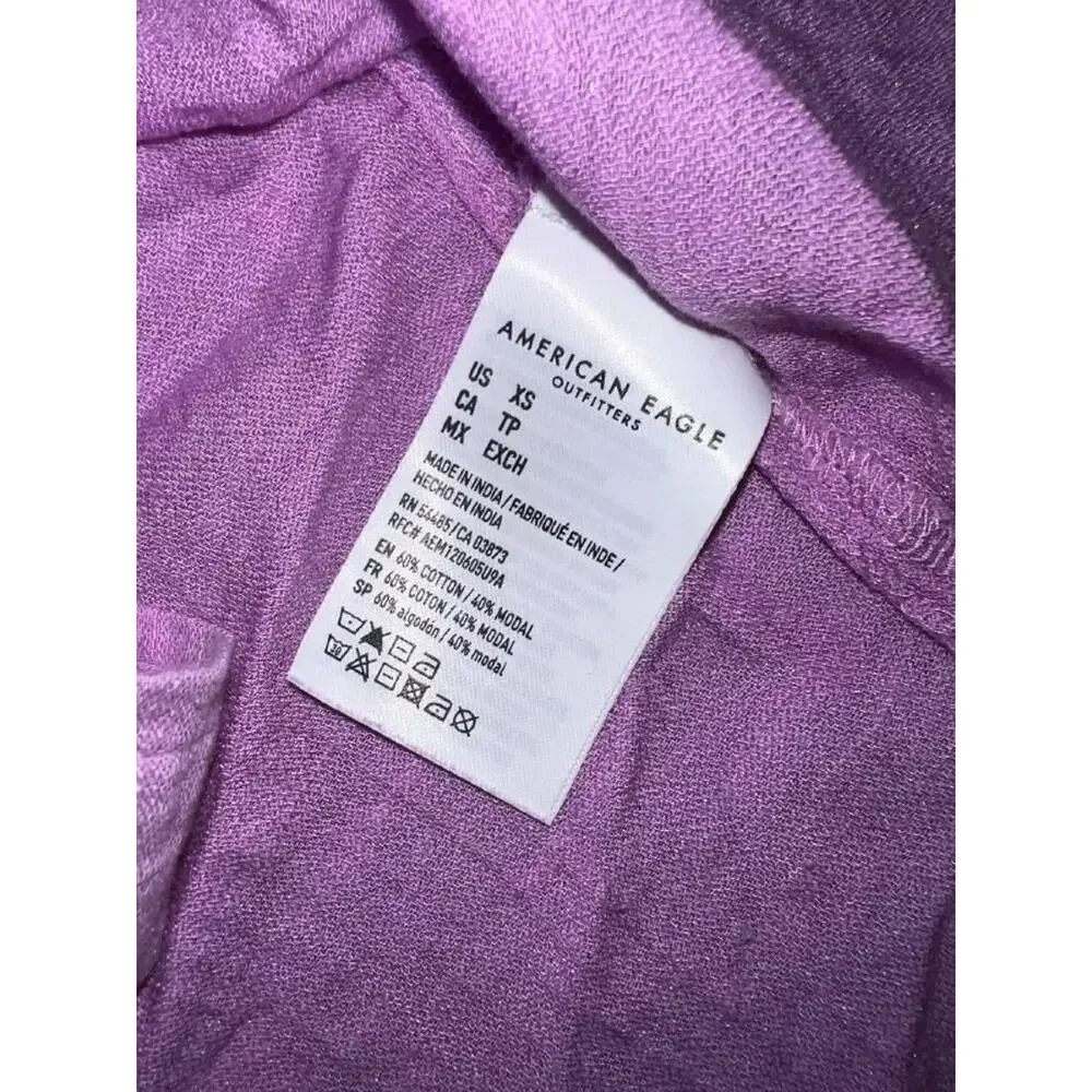 American Eagle Womens preppy Y2K oversized Shirt Lavender XS A004924 - Picture 8 of 9